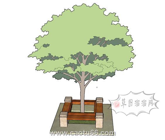 围树椅树池SU模型