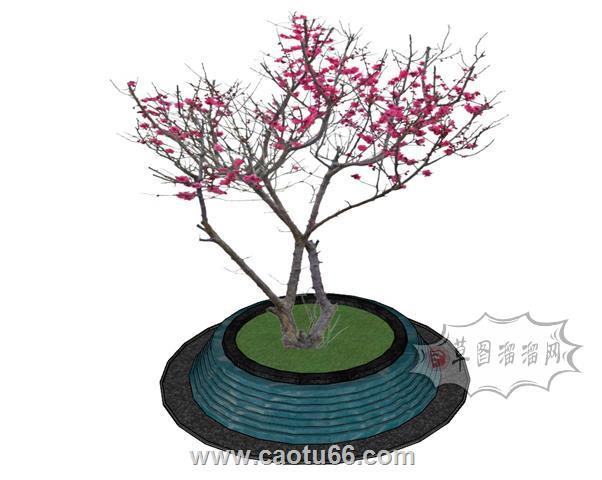 围树椅树池花圃SU模型