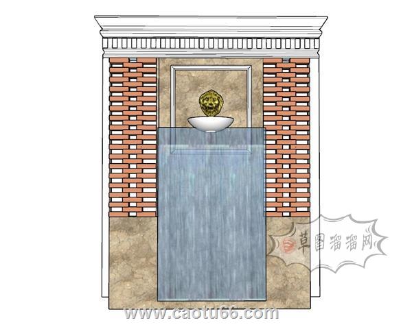 水景墙流水SU模型