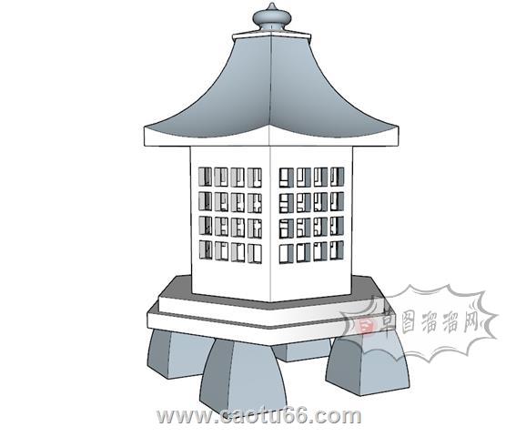 石灯笼庭院灯SU模型