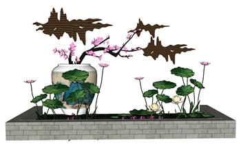 景观荷花池SU模型