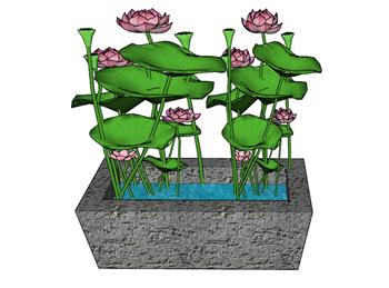 荷花池景观水池SU模型