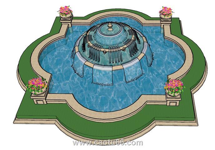 喷泉水景SU模型
