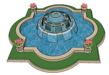 喷泉水景SU模型