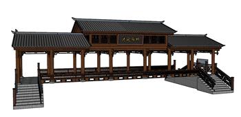 廊桥亭子SU模型