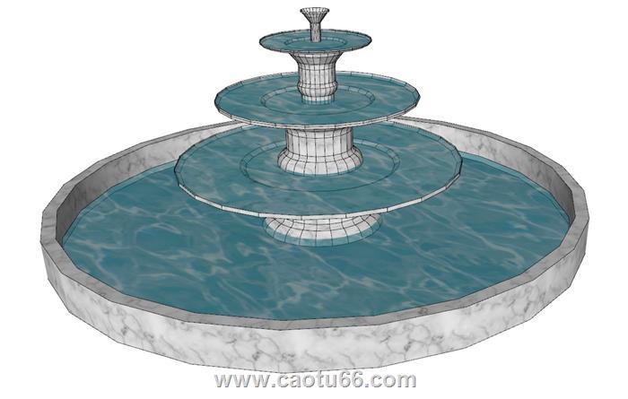 喷泉水景水池SU模型