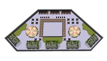 休闲公园廊架SU模型