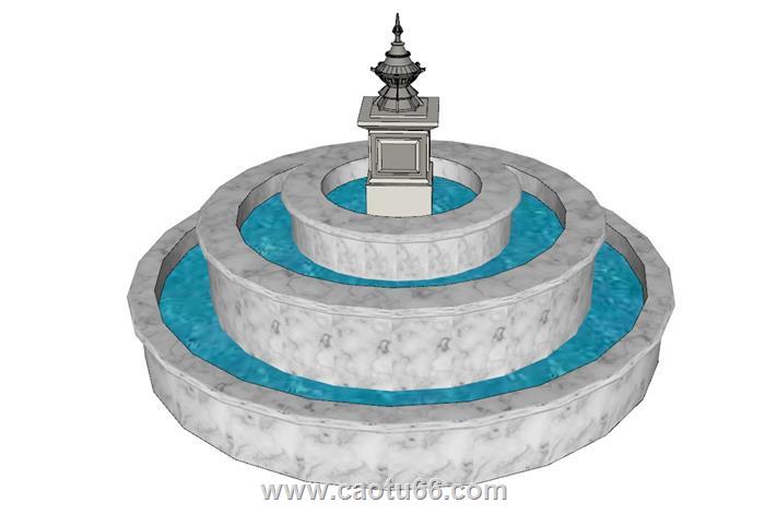 喷泉流水景观SU模型