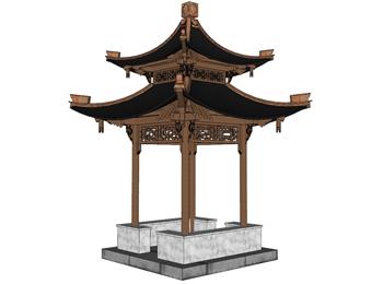 中式凉亭亭子SU模型