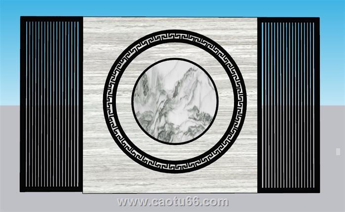 中式景观墙景墙SU模型