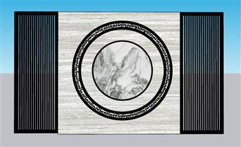 中式景观墙景墙SU模型