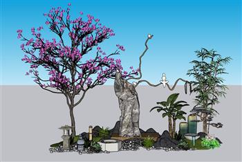 中式桃花景观SU模型