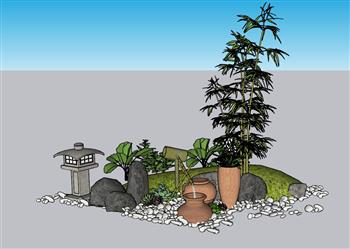 日式庭院石灯笼SU模型