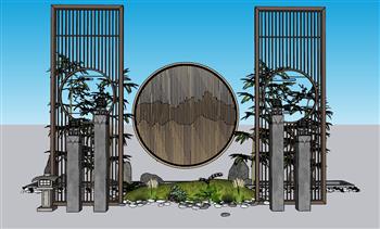 中式禅意庭院景观SU模型
