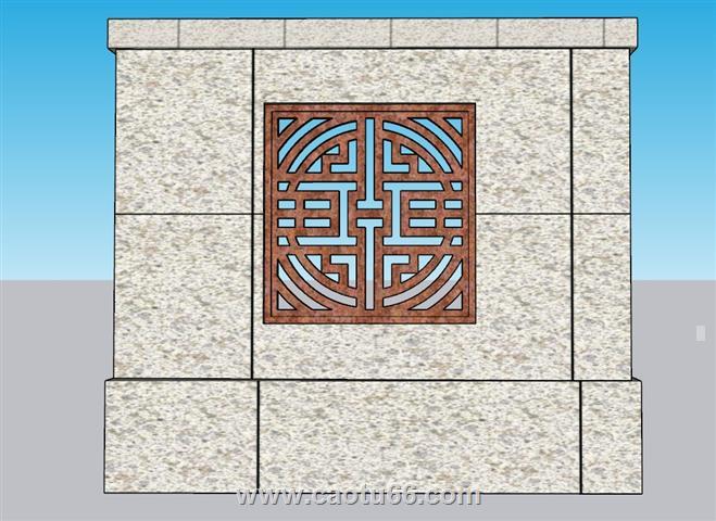 中式福字景墙SU模型