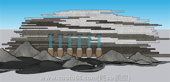 景观水景山脉SU模型