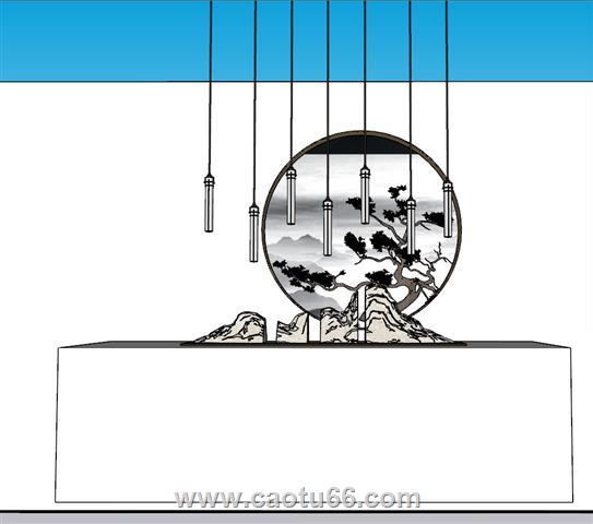 中式景墙SU模型