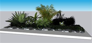 鹅卵石景观植物SU模型