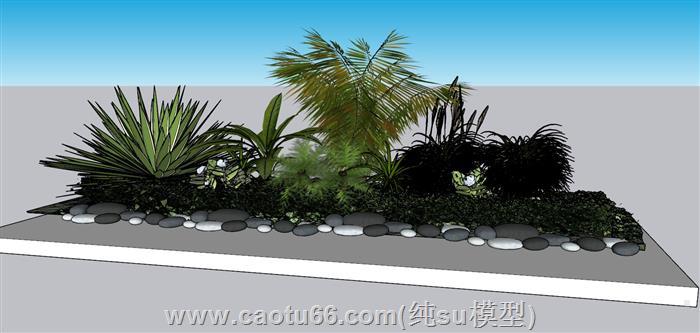 鹅卵石景观植物SU模型