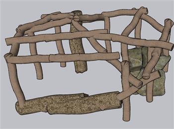 木条乡村景观SU模型 免费sketchup模型下载