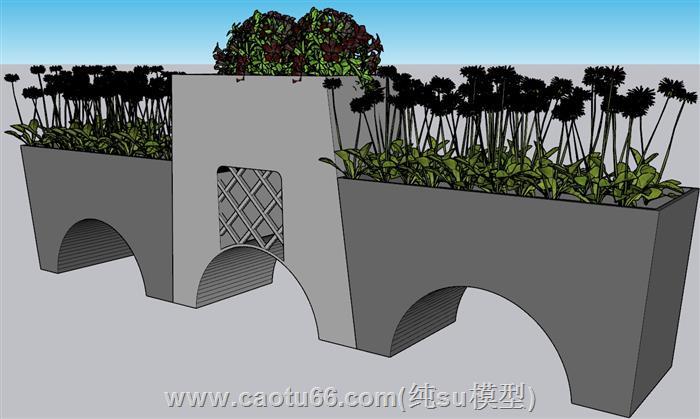 花箱花坛植物SU模型
