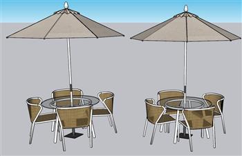 户外遮阳伞座椅SU模型