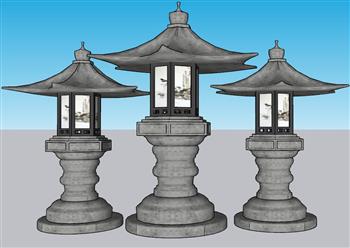 石灯笼庭院灯草坪灯SU模型