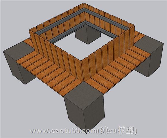 方形树池座椅SU模型