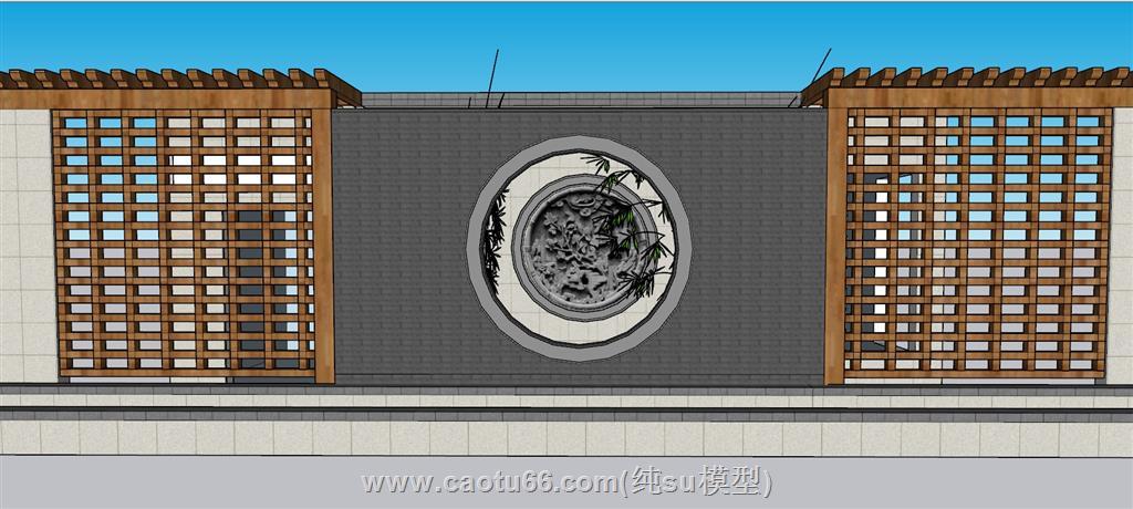 中式景墙SU模型