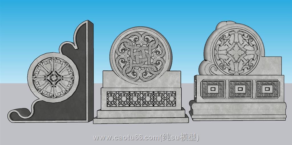 抱鼓石鼓石SU模型