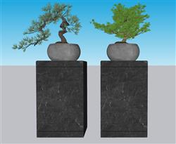 新中式绿植盆栽SU模型