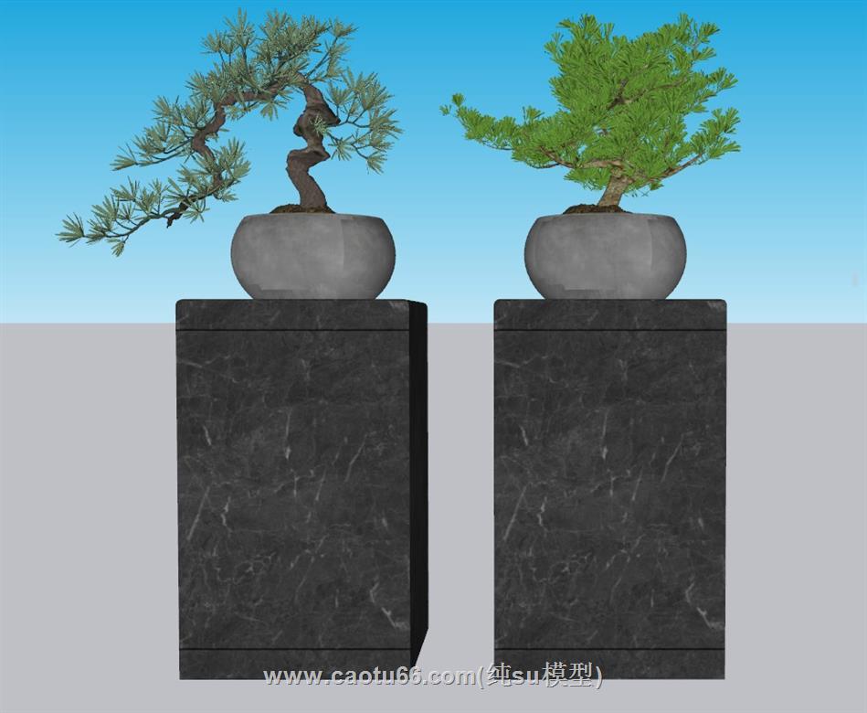 新中式绿植盆栽SU模型