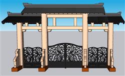 铁艺大门中式SU模型