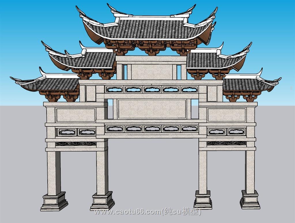 门楼牌坊SU模型