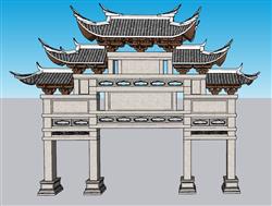 门楼牌坊SU模型