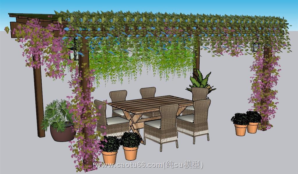 绿植爬藤廊架SU模型