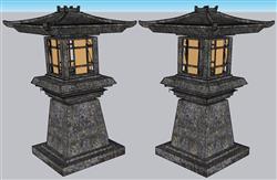 日式石灯笼草坪灯SU模型