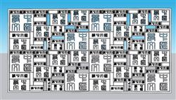 中式文化墙背景墙SU模型