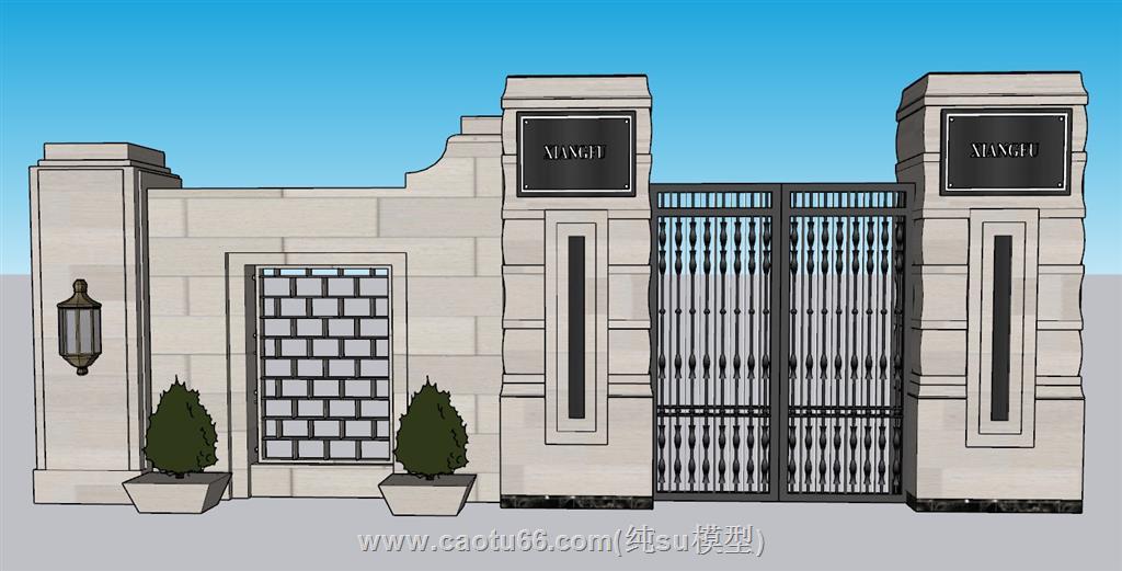 铁艺门围墙SU模型