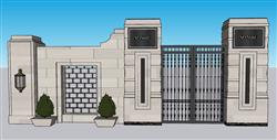 铁艺门围墙SU模型