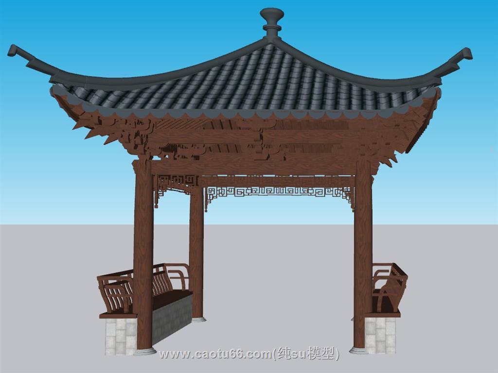 中式景观亭亭子SU模型