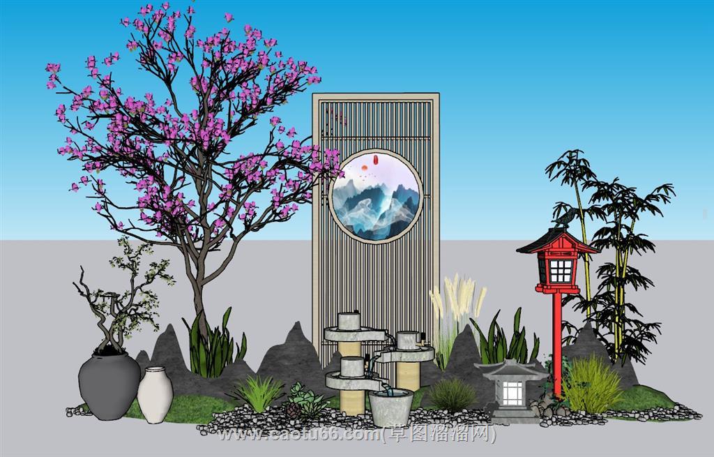 禅意庭院景观SU模型