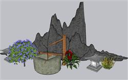 片石景观假山SU模型