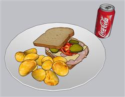 美食可乐西餐SU模型