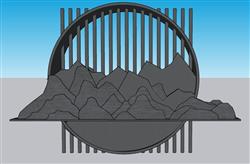 中式山脉假山SU模型