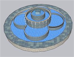 喷泉水池水景SU模型