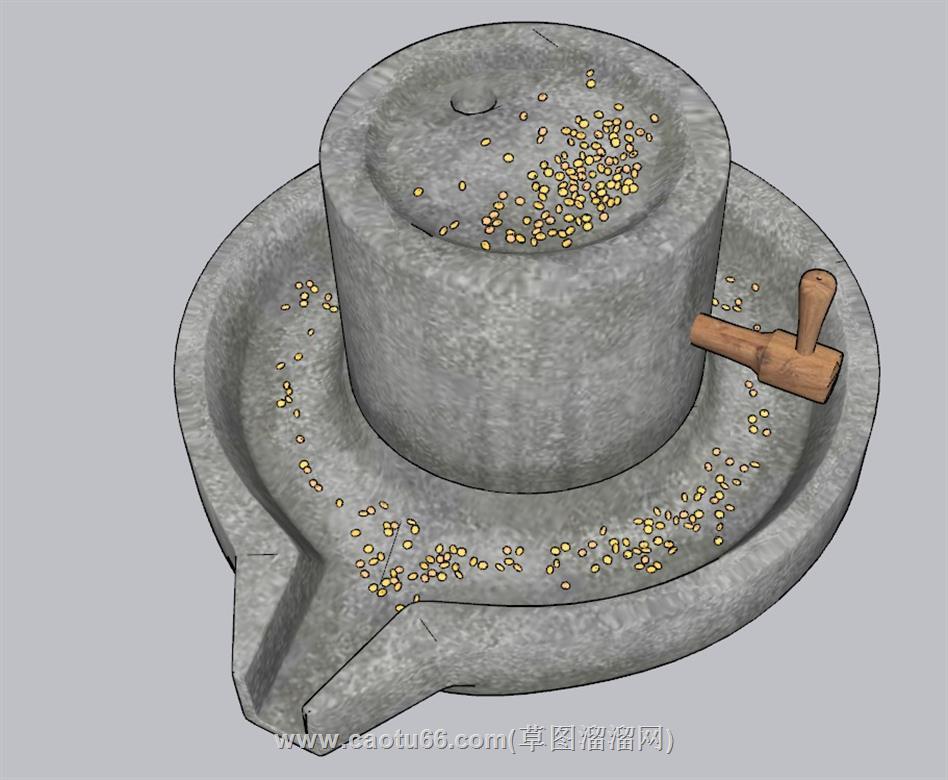 磨盘石磨农村SU模型