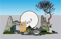 禅意景观假山SU模型