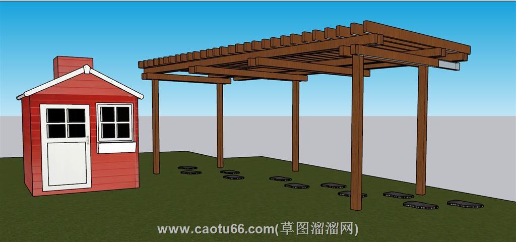 木屋廊架花架SU模型