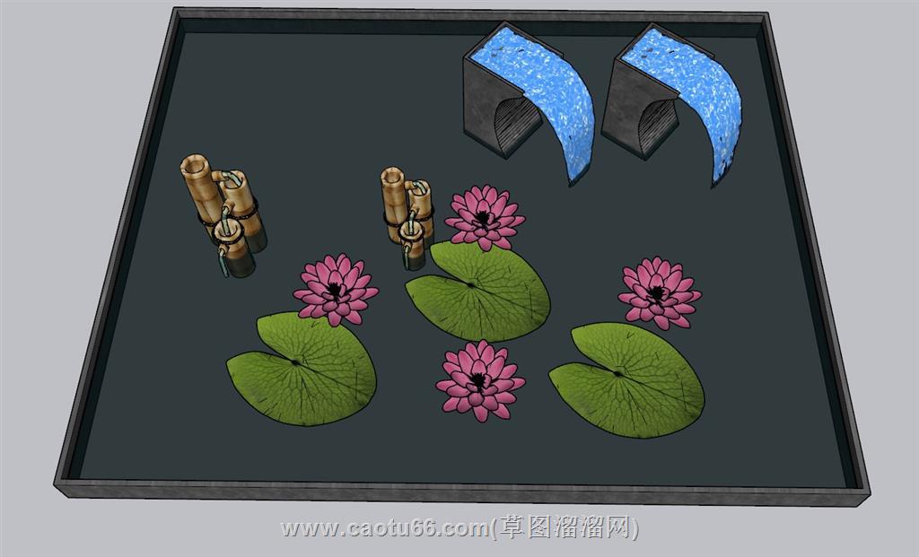 中式荷花池景观SU模型